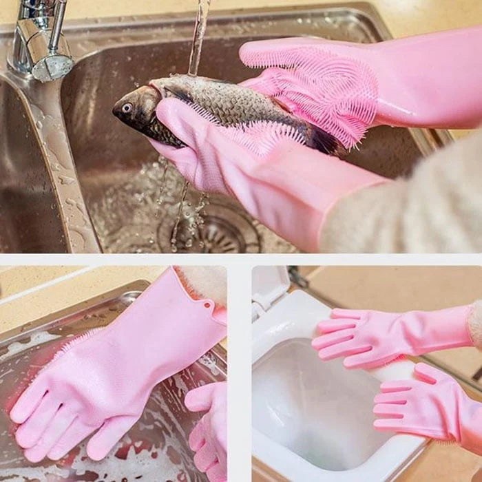 1 Pair Silicone Cleaning Gloves Reusable & Multi Purpose