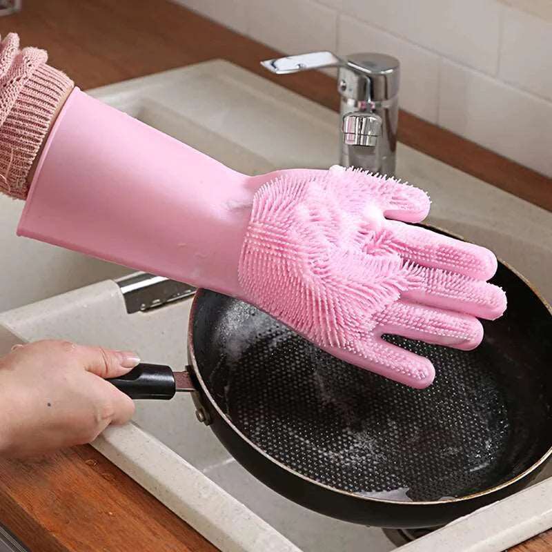 1 Pair Silicone Cleaning Gloves Reusable & Multi Purpose